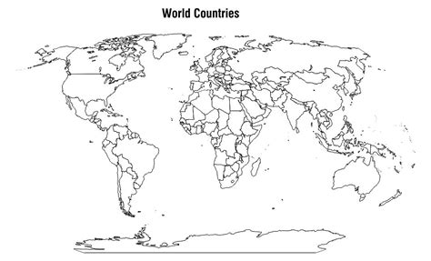 Printable Blank World Map with Countries | Blank world map, World map ...