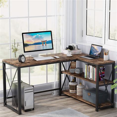 Buy Tribesigns 51" L-Shaped Desk with Storage Shelves, L Shape Computer ...