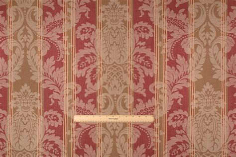 Beacon Hill Louise Stripe Damask Upholstery Fabric in Sandstone