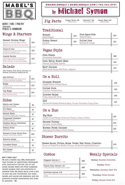 Menu for Mabel's BBQ (4321 W Flamingo RdSte 1 Las Vegas , 89103)