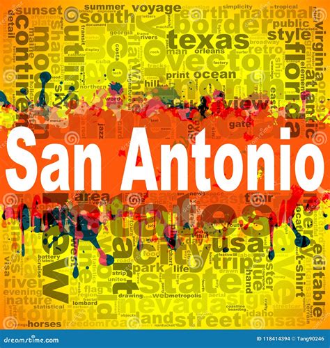 San Antonio Word Cloud Design Stock Illustration - Illustration of town ...