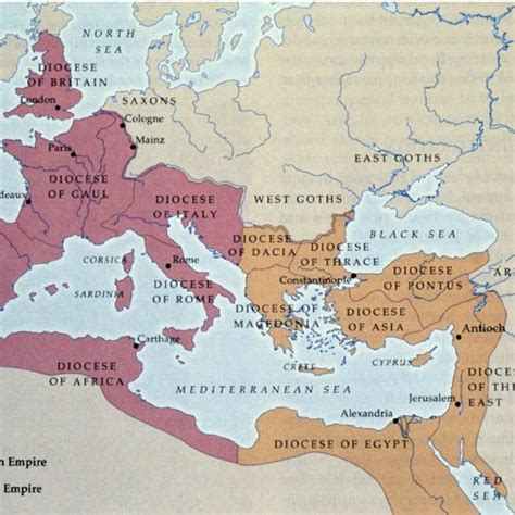 Western And Eastern Roman Empire Map - Map