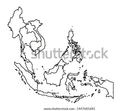 Blank Map Southeast Asia Stock Illustration 1447685681 | Shutterstock