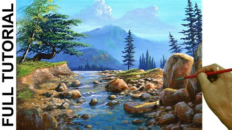 Acrylic Landscape Painting TUTORIAL / Shallow River / JMLisondra - YouTube