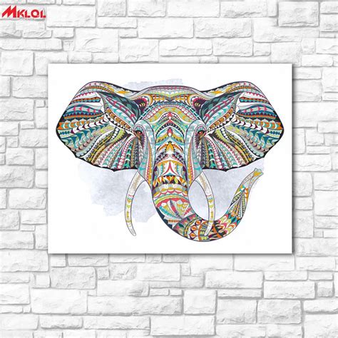 Large Wall Art elephant Portrait Canvas Painting For Living Room Home ...