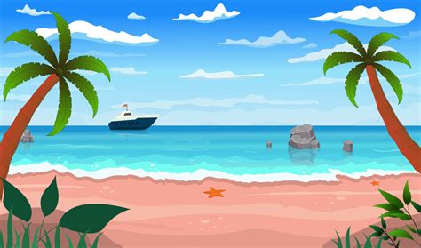 Cartoon Beach Background Vector Art, Icons, and Graphics for Free Download