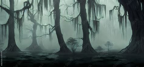 Scary mystical forest.Creepy trees halloween concept background ...