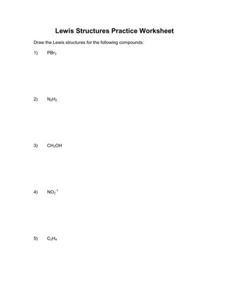 Lewis Structures Practice Worksheet