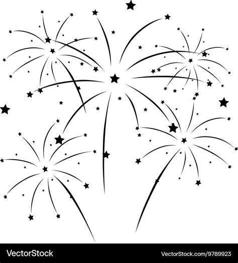 Silhouette of fireworks Royalty Free Vector Image