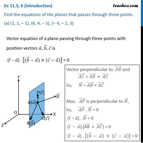 Question 6 (a) - Find equation of plane that passes through three poin