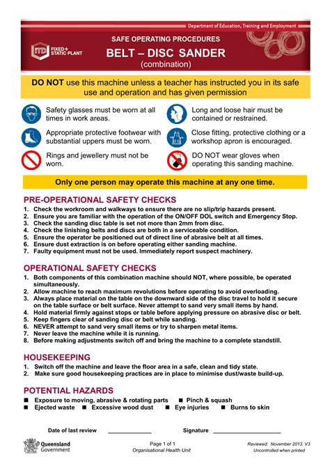 Belt And Disc Sander Safety Rules Rate