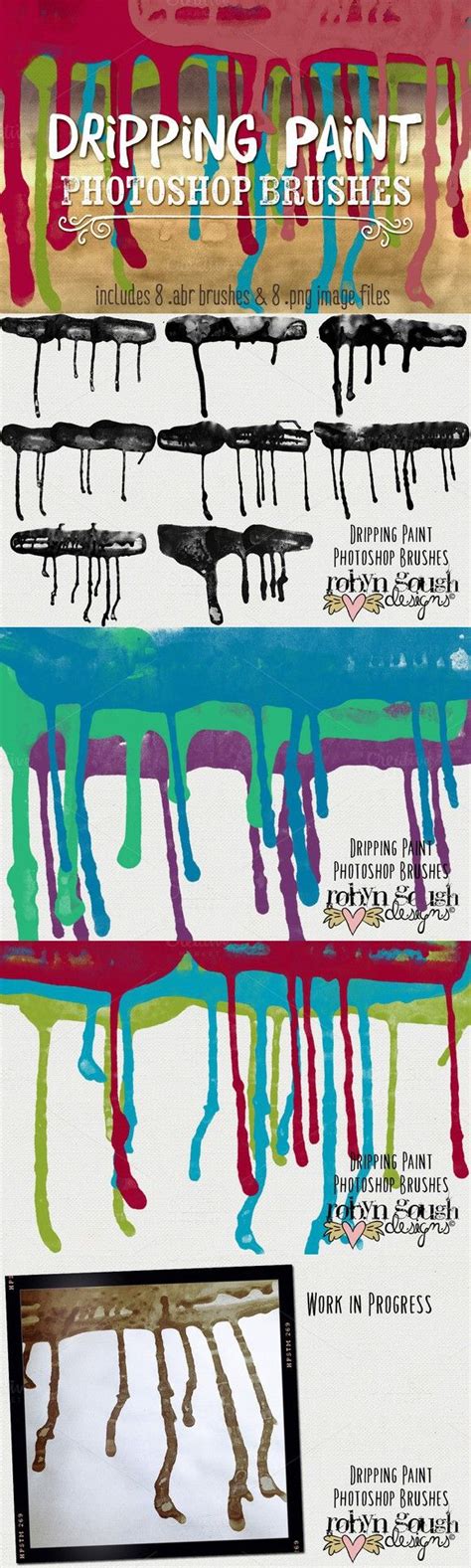 Dripping Paint Photoshop Brushes | Photoshop brushes, Drip painting ...