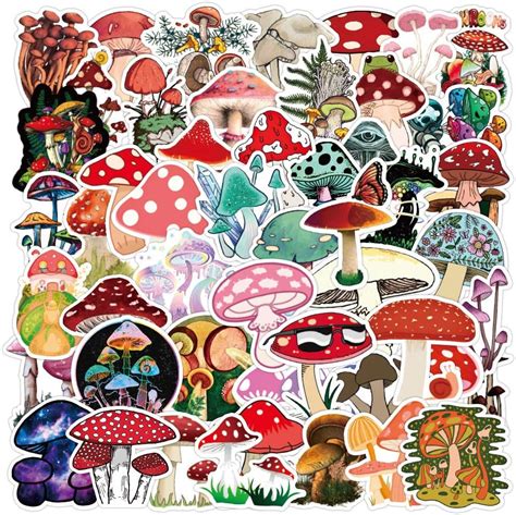 Amazon.com: 100pcs Aesthetic Mushroom Stickers Pack for Water Bottle ...