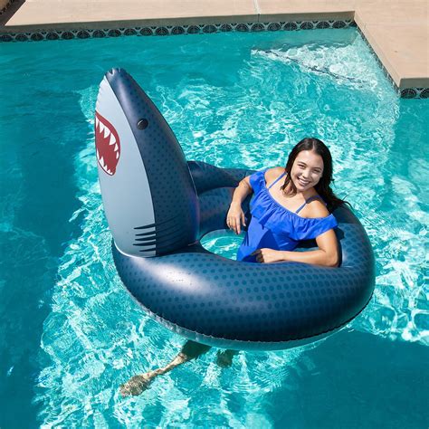 Inflatable Shark Pool Float with Matching Drink Holder Mini-Float ...