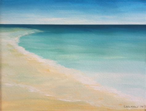 Watercolor Beach Painting Ocean Painting Framed Modern Beach