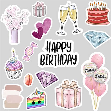 Happy birthday stickers | Printable planner stickers, Printable ...