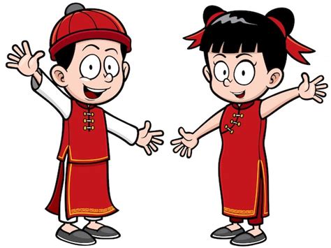 Premium Vector | Cartoon chinese kids