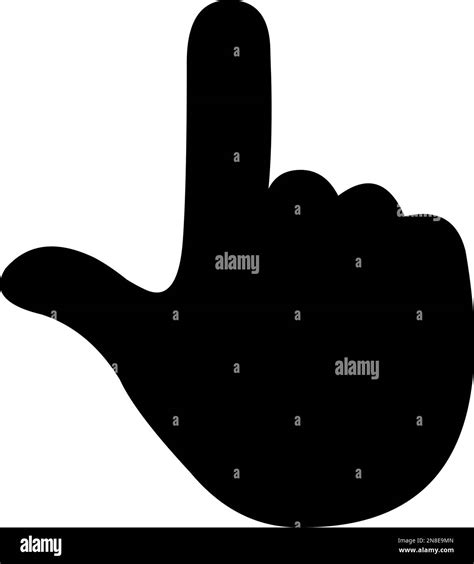 vector illustration of black silhouette icon of a hand pointing up ...