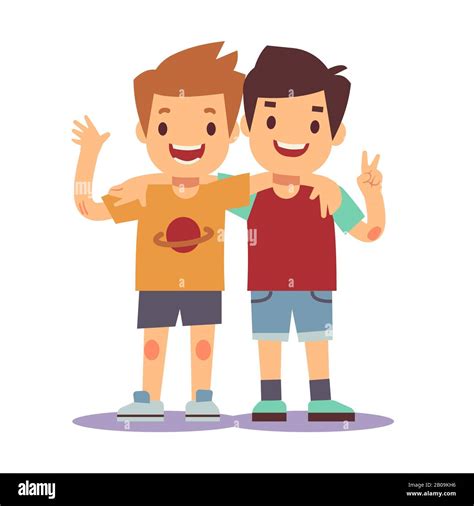 Cartoon illustration two friends hugging hi-res stock photography and ...