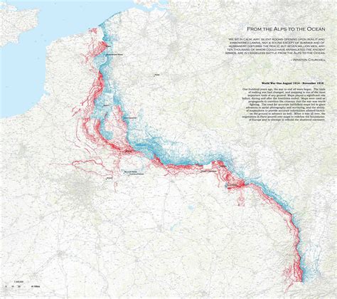 Map showing extent of WW1 trench movement, Aug 1914-Nov 1918 | History ...