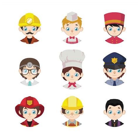 Premium Vector | Collection of cartoon avatars of people depicting jobs