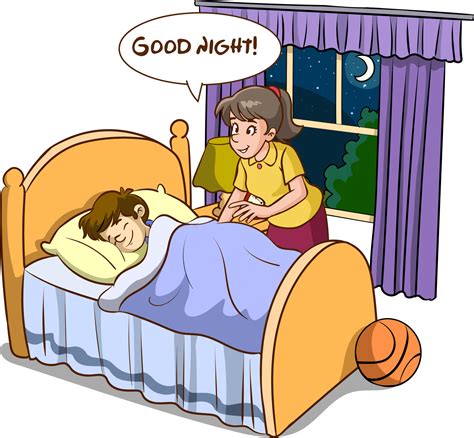 sleepy yawning kids and parents good night cartoon vector 21081226 ...