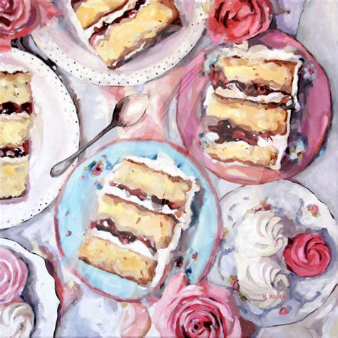 MERRILL WEBER ART: SWEETS FOR THE SWEET, CAKE OIL PAINTING