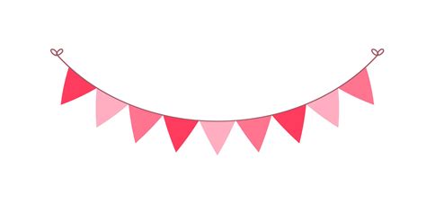 Valentine's Day triangle pennant banner bunting vector illustration ...