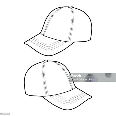 Baseball Cap Hat Fashion Flat Sketch Stock Illustration - Download ...