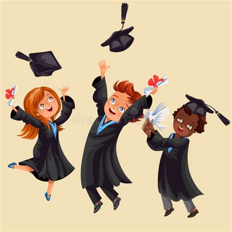 School-College Graduation Cartoon Stock Vector - Illustration of outfit ...