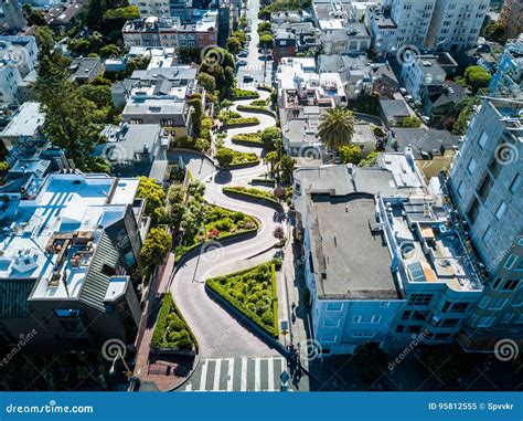 Aerial View of the Lombard Street in San Francisco Stock Image - Image ...