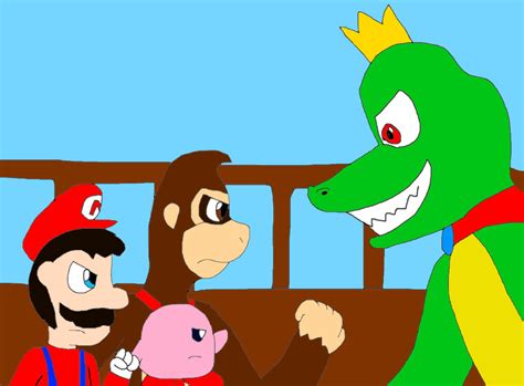 Mario, Kirby and DK vs King K Rool by alexeigribanov on DeviantArt