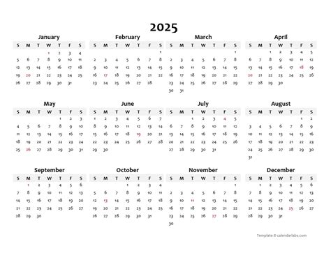 Calendar Template 2025/2025 - Anna Springer