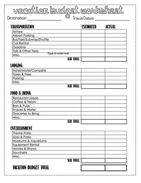 Free Travel Budget Template - PRINTABLE TEMPLATES