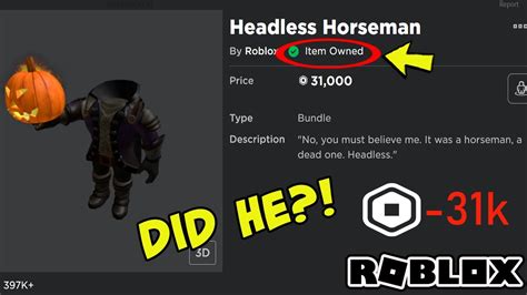 Did He ACTUALLY Buy The Headless on Roblox?! - YouTube