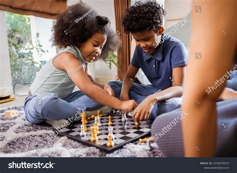 Funny African American Children Playing Chess Stock Photo 2158270537 ...