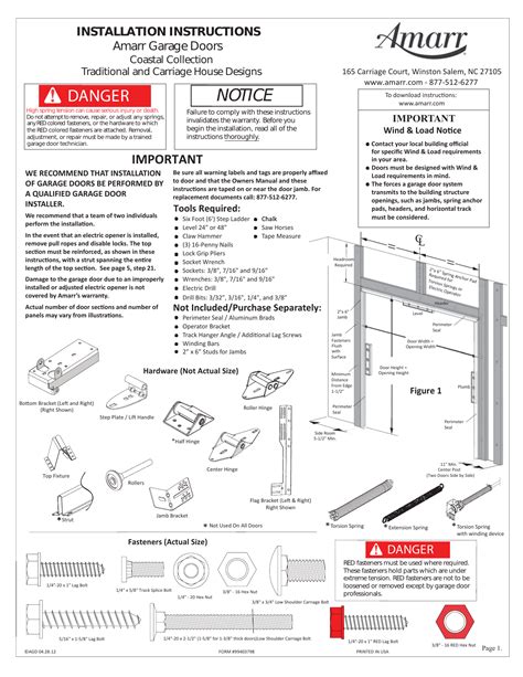 INSTALLATION INSTRUCTIONS Amarr Garage Doors | Manualzz