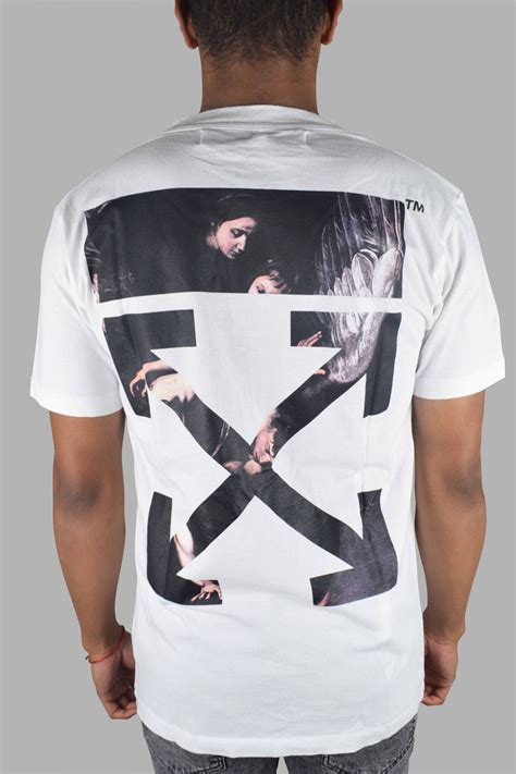 T-Shirt de luxe homme - T-Shirt Off-White blanc logo flèche caravage