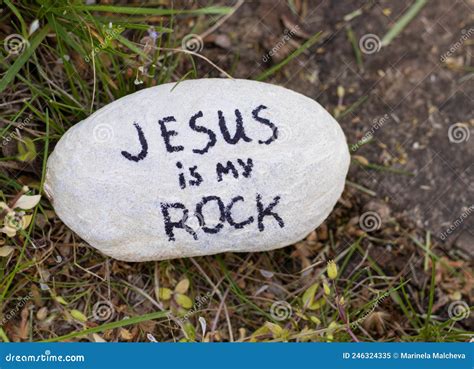 Jesus is My Rock, a Handwritten Text, Bible Verse on a Stone in Nature ...