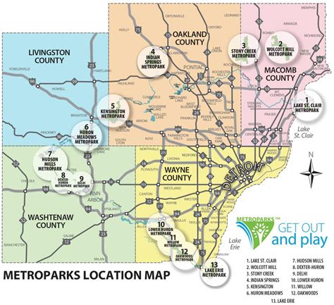 Detroit county map - County map of Detroit (Michigan - USA)