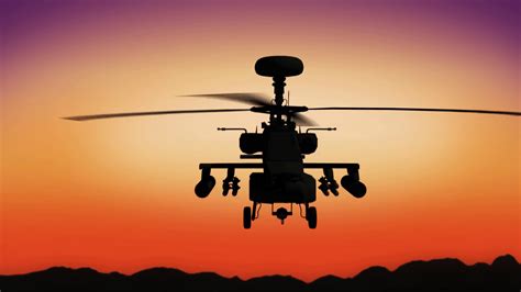 Apache helicopter in the sky during sundown Motion Background - Storyblocks