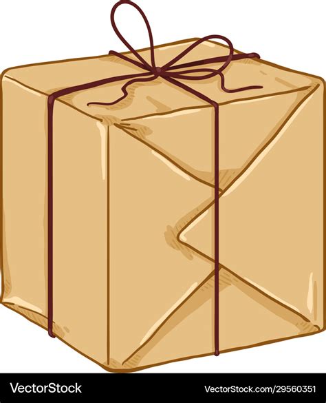 Cartoon gift box packaging with brown wrapping Vector Image