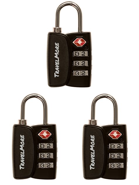 3 Pack TSA Travel Luggage Lock - 3 Black TSA Locks - Walmart.com