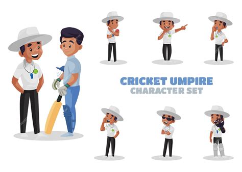 Premium Vector | Illustration of cricket umpire character set