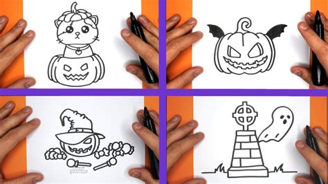 10 CUTE AND EASY HALLOWEEN DRAWING TUTORIALS COMPILATION BY HAPPY DRAWINGS