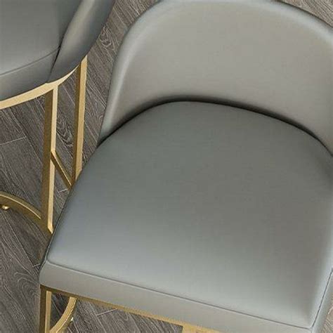 Grey Glam Leather Bar Stool with Simplistic Metal Frame and Footrest ...