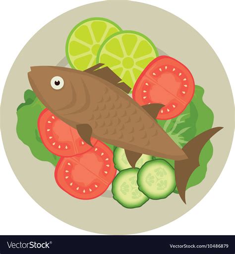 Seafood fish plate Royalty Free Vector Image - VectorStock