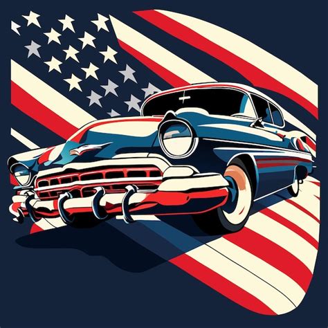 Premium Vector | Vintage car with usa flag color palette