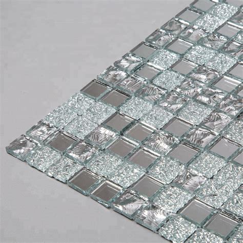 Silver Bling Mirror Glass Mosaic Tile for Bathroom Wall | Diflart