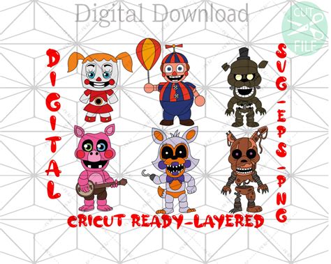 Fnaf Bundle Svg, Five Nights Freddy Svg, Freddy Svg, Foxy svg, Freddy ...